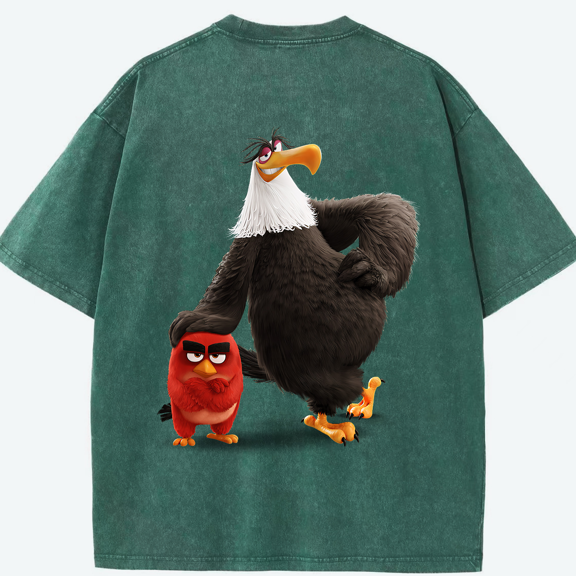 （画像用） Angry Birds アングリーバード 綿100% ヴィンテージ風 半袖Tシャツ（背面プリント）